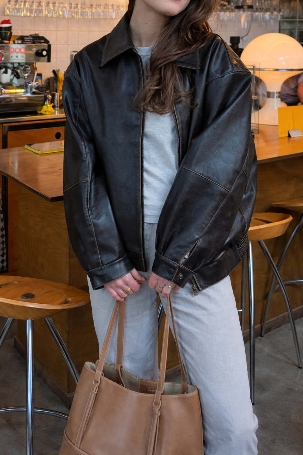 Oversize Kunstlederjacke